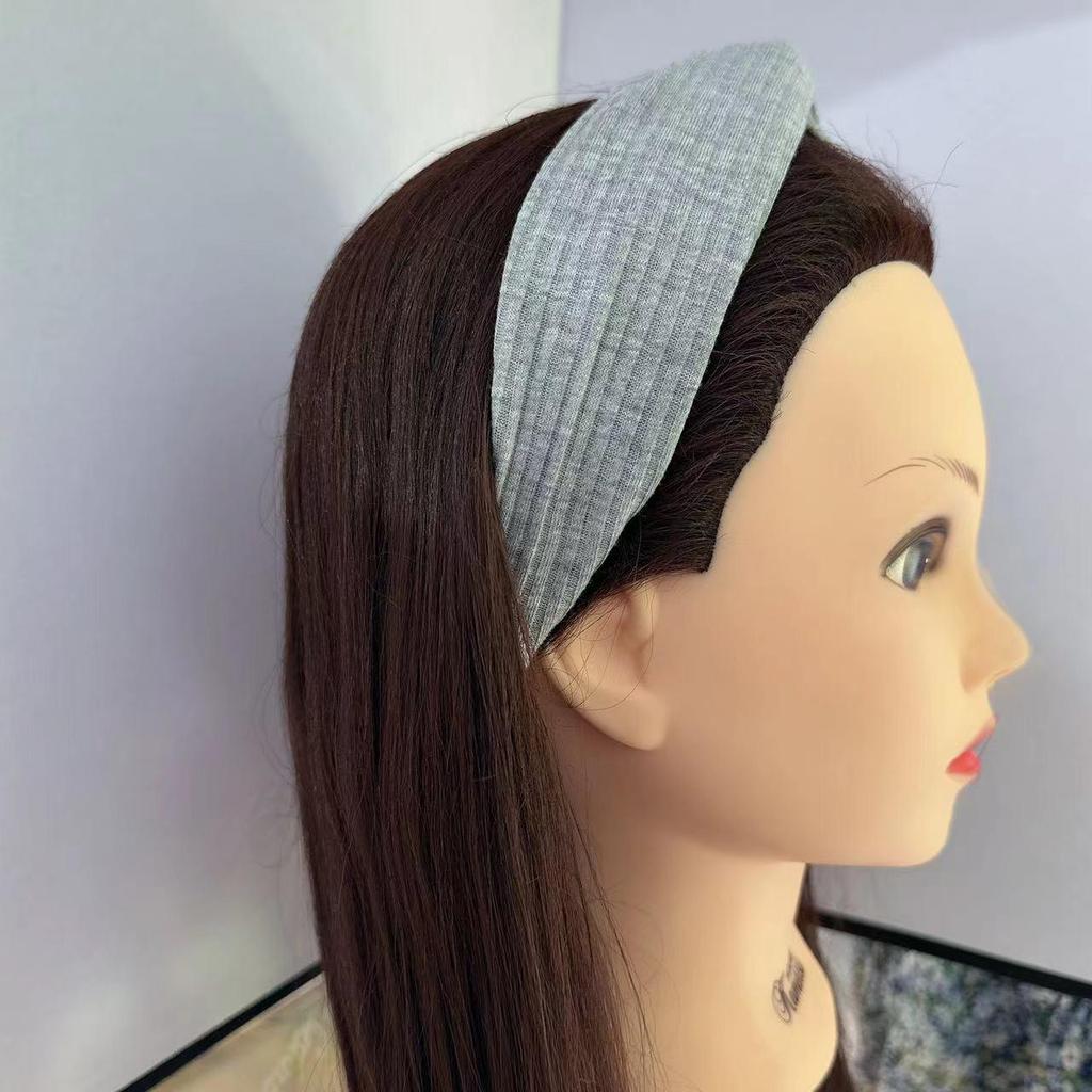 Strick-Stirnband im koreanischen Stil mit Überkreuz-Design für Damen - Elastischer Haarreif zum Gesichtwaschen, für Yoga und Sport.