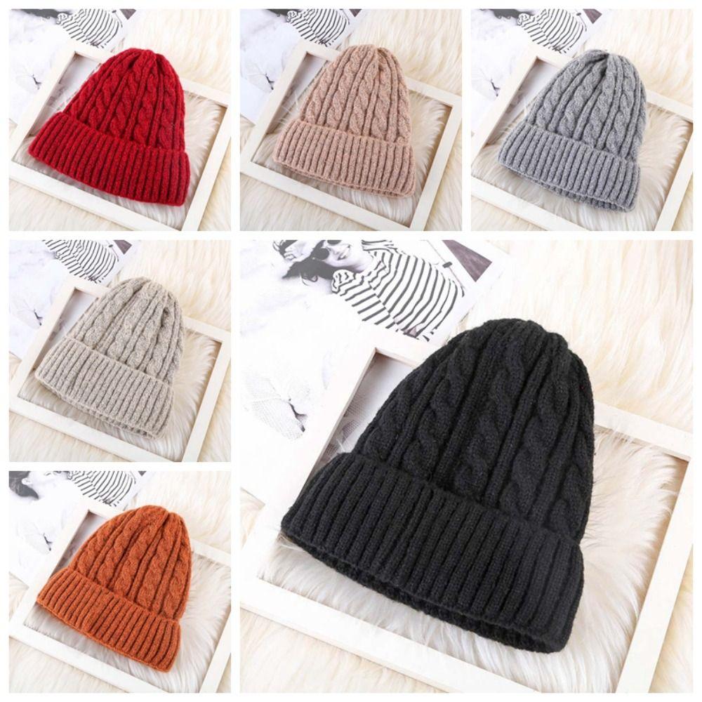 Trendy Twists Knitted Hat Elastic Woolen Hat Versatile Winter Pullover Cap  Outdoor