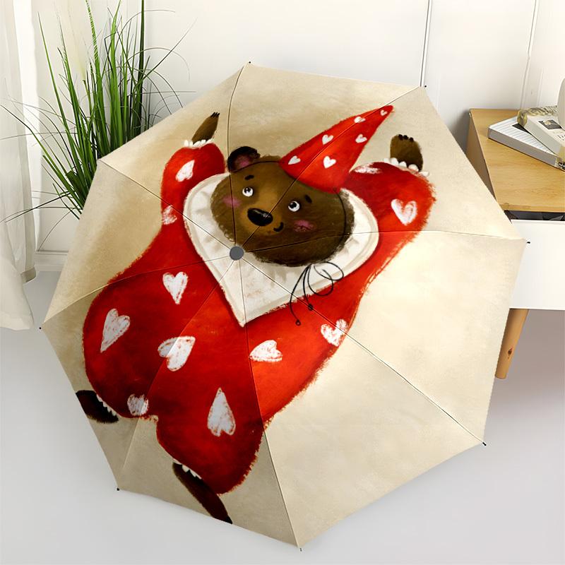 

1pc Bear Costume Automatic Opening/Closing Folding Umbrella with 8 Ribs, Plastic Handle, Windproof Portable Sunshade Umbrella yy251222210