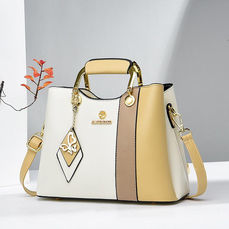 

New Color Blocking Middle-aged Women s Bag Versatile Casual Armpit Bag Temperament Mother Bag Single Shoulder Hand-held Crossbody Bag