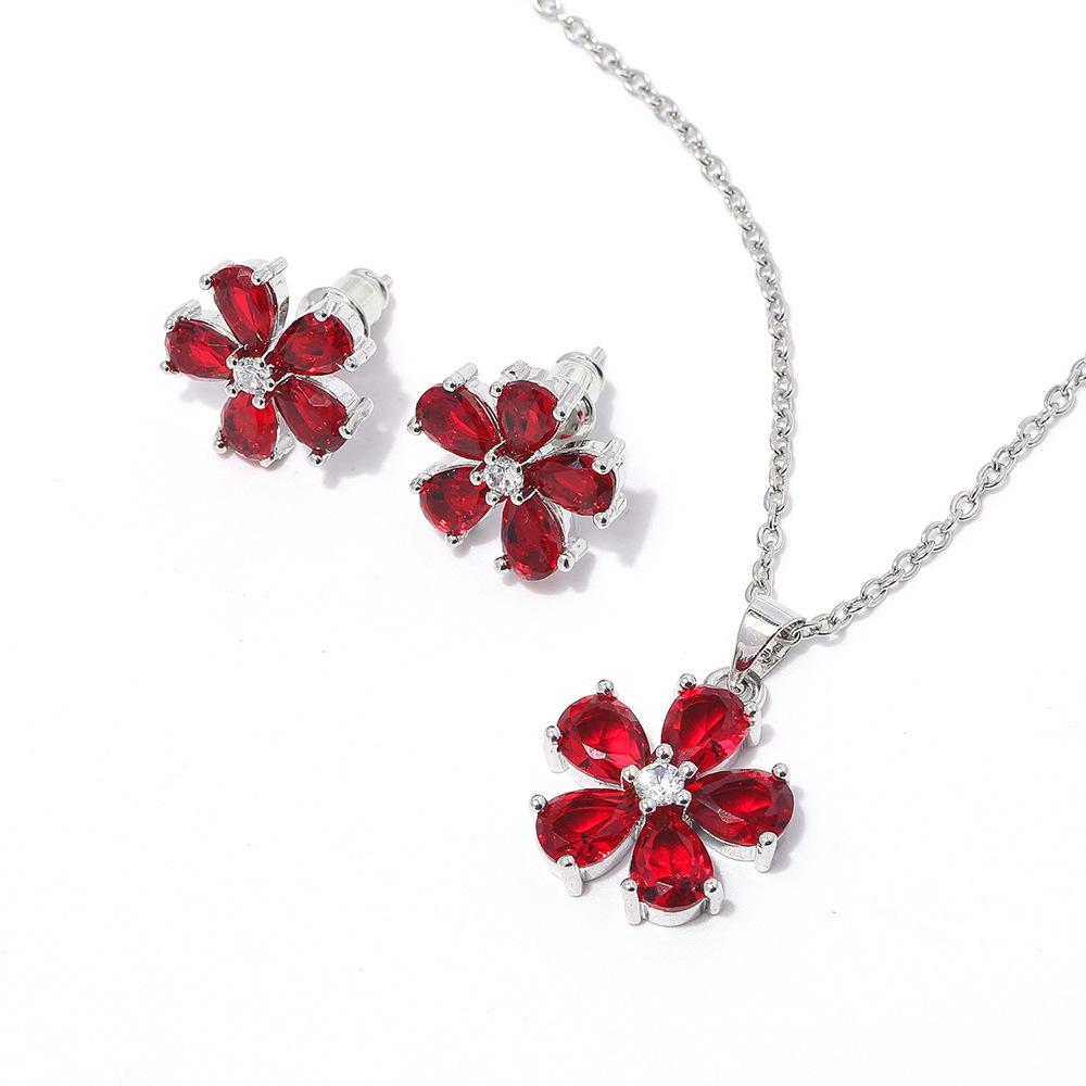 Small Flower Zircon Earring Set Necklace High End Fairy Accessories Multi Color Optional Jewelry Set for Women