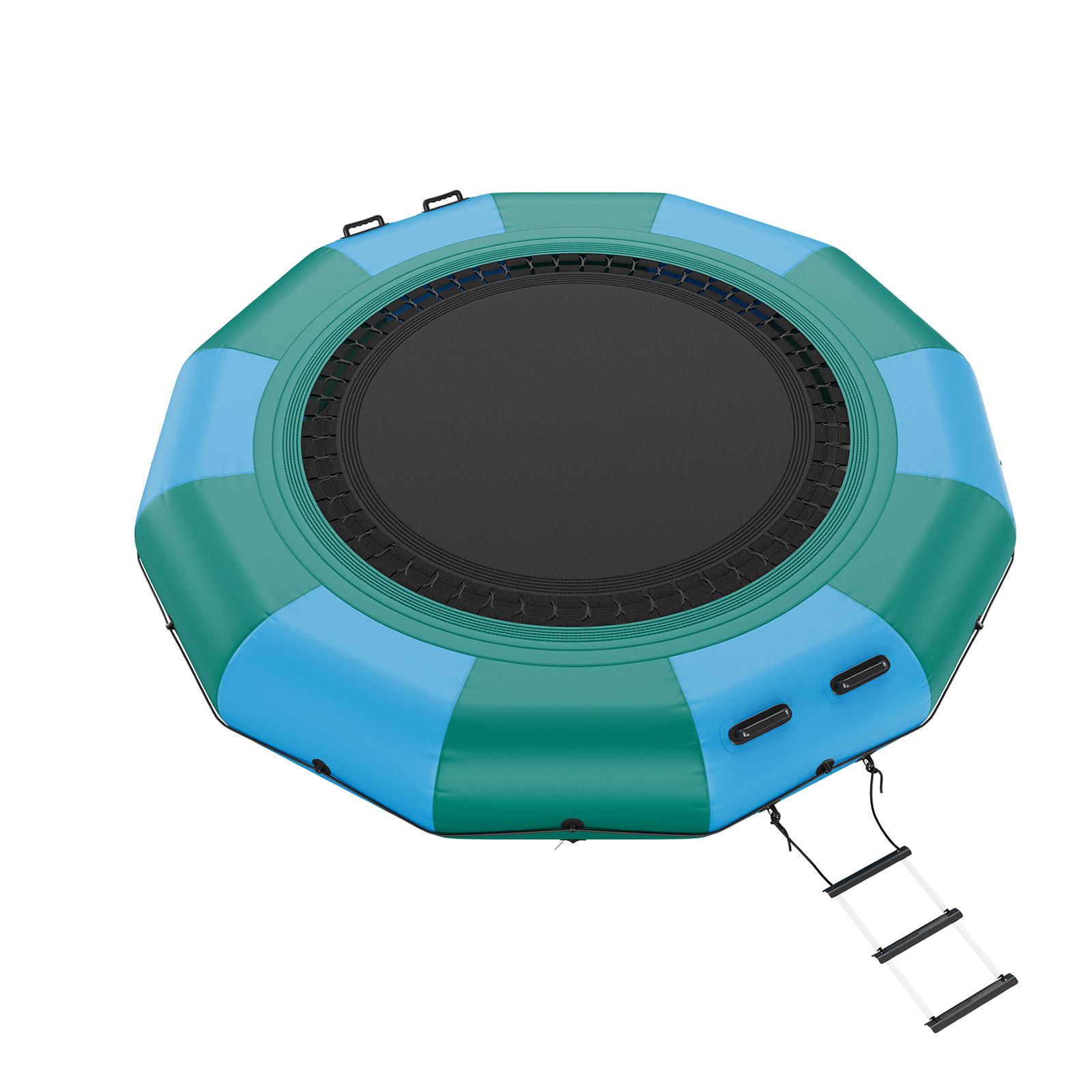 

SucceBuy 12 футов Надувной Водный Батут Рекреационный Водный Батут Портативная Платформа для Прыжков и Плавания с Горкой 3-ступенчатая Лестница синий
