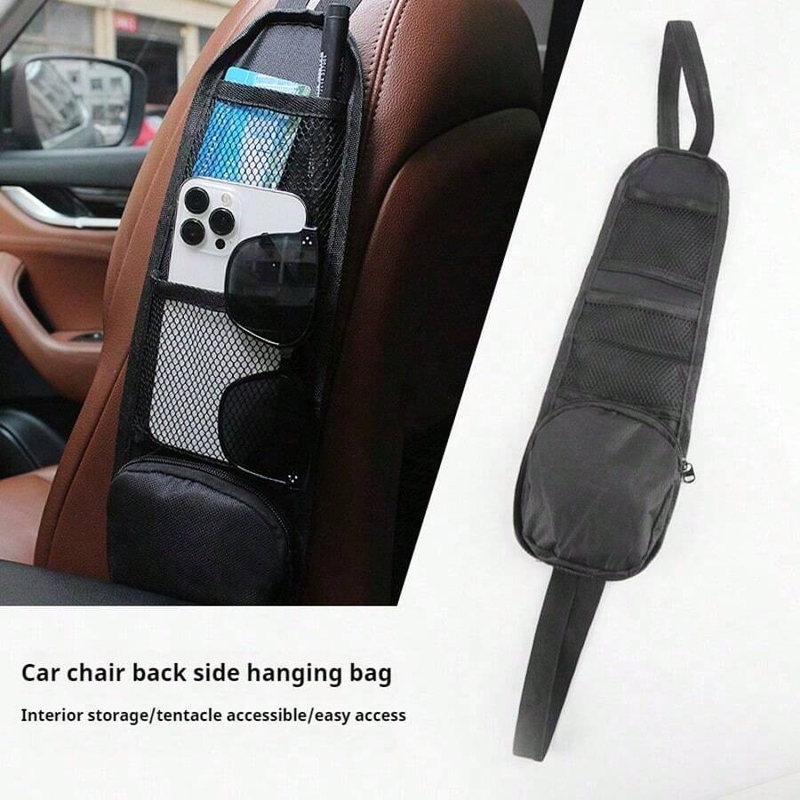 1pcs Car Seat Storage Bag, Automotive Seat Side Organizer Pocket, Multi-Pocket Mesh Pouch For Phone, Wallet, Glasses, Fit For Sedan,