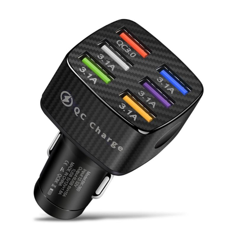 

QC3.0 30W Car Charger Adapter, 6Port Car Charger for Cigarettes Lighter USB Car Charger Quick Charging Adapter чорний