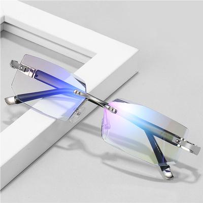 Anti Blue Rays Reading Glasses Men Women Vintage Rimless Presbyopia Eyeglasses Male Fashion Business Hyperopia Eyewear 0 To +4.0