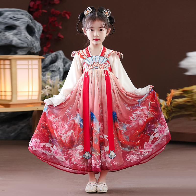 

Ханфу девушка в китайском стиле тканевое летнее платье античный костюм Тан костюм супер феи платье маленькая девочка юбка русалки принцессы нижнее белье XXXL