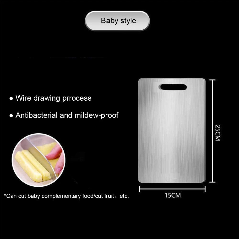 Stainless Steel Chopping Board Panel Kitchen Household Thickened Double Sided Kneading Dough Board Fruit Meat Cutting Board