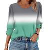 Women's Fashion Casual Gradient, Tie- Print Round Neck Cropped Sleeve T-shirt Top