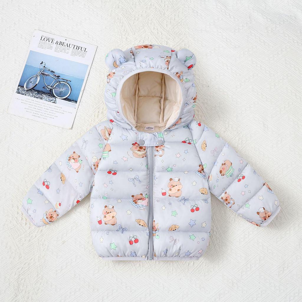 Children's Lightweight Autumn/Winter Cartoon Down Cotton Jacket for Boys and Girls - Small/Medium, Thickened Outerwear.