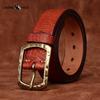 Ice Crack Bronze Buckle Thick Top Layer Cowhide Belt Men's Genuine Leather Fashion Trend Personality Jeans Belt