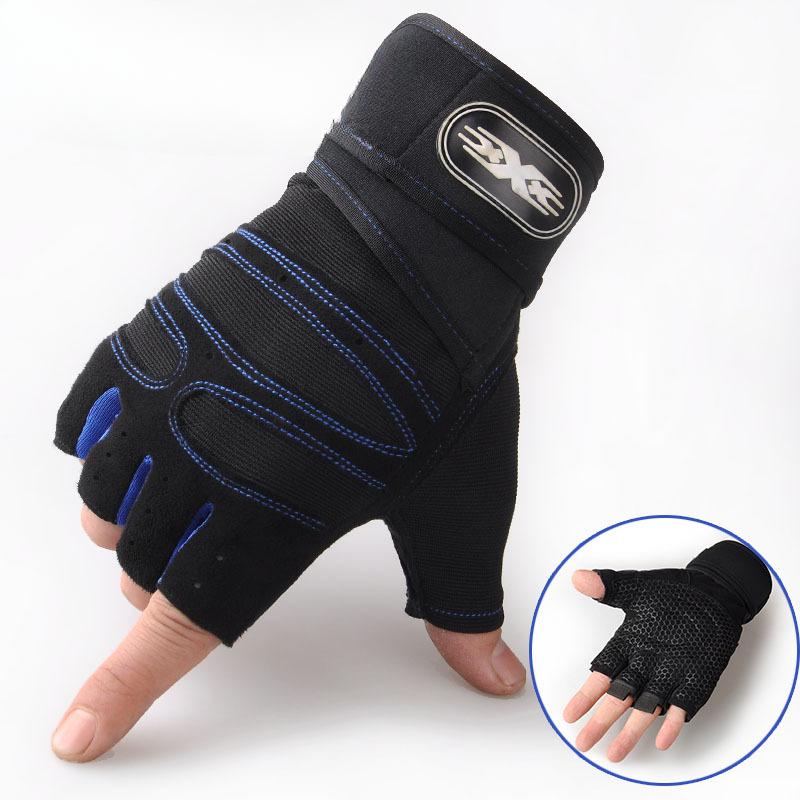 Weightlifting Half Finger Gloves Men's Sports and Fitness Equipment Outdoor Riding Anti Slip Wrist Guard Breathable Gloves Wristband Dumbbell