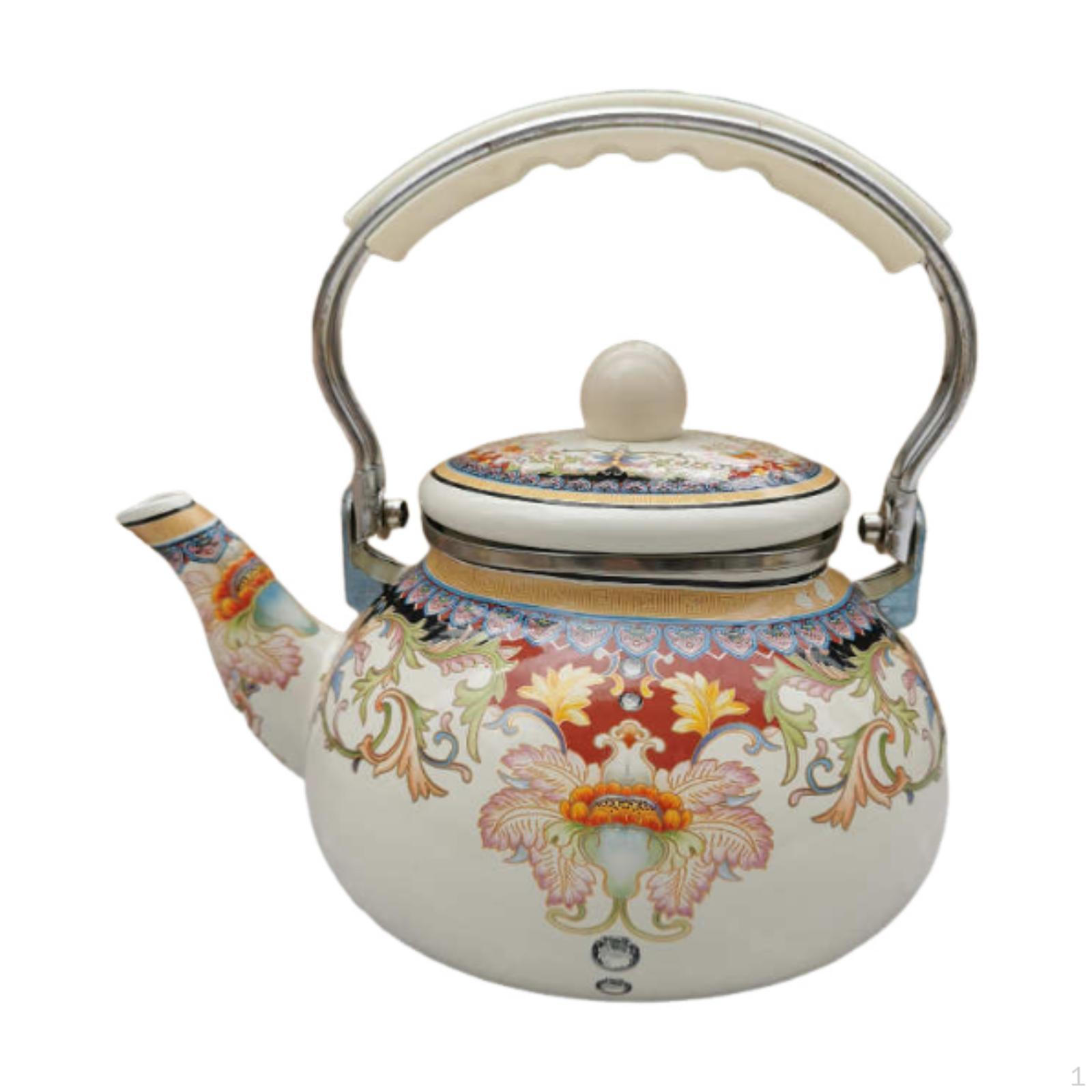 

Эмалированный чайник-кувшин для воды большой вместимости, прочный, с цветочным узором, 2,5 л, чайник для ресторана