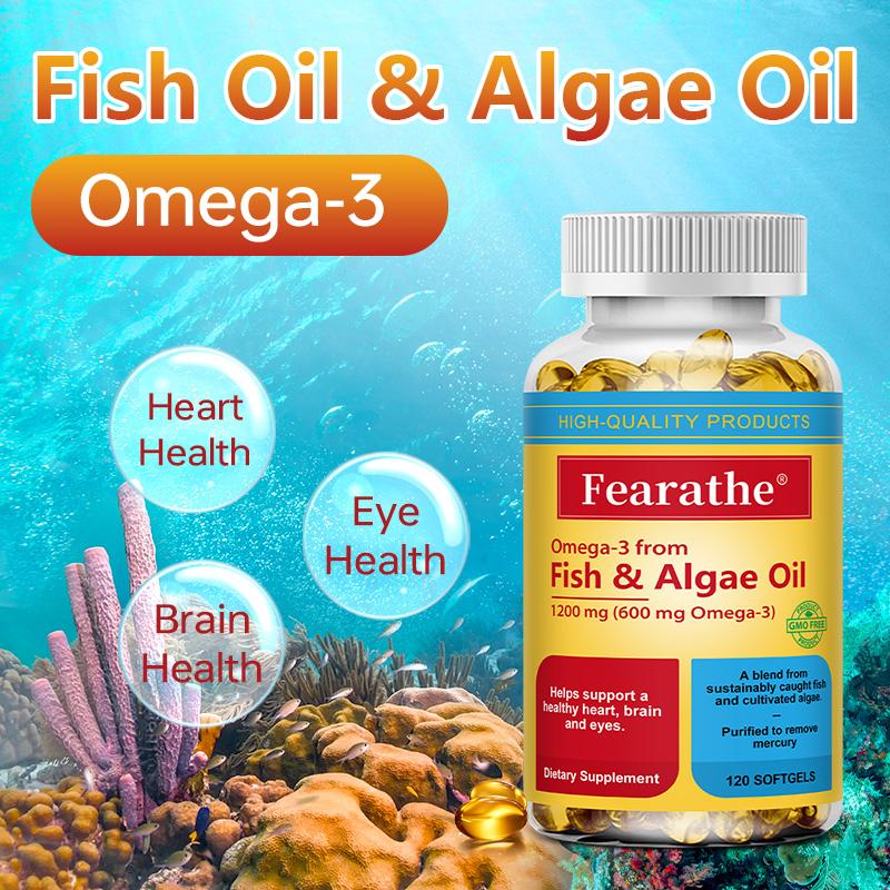 Omega-3 Fish Oil Vitamin Supplement, Beneficial for Joint and Heart Health, 120 Capsules