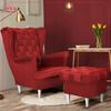 Carol Wing Chair with Footrest Scandinavian Family Meble Dirty Pink