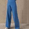 GMXIA Women's Half Turtleneck Sweater Set Irregular Bevelled Sweater + Knitted Wide Leg Pants Two Piece Set