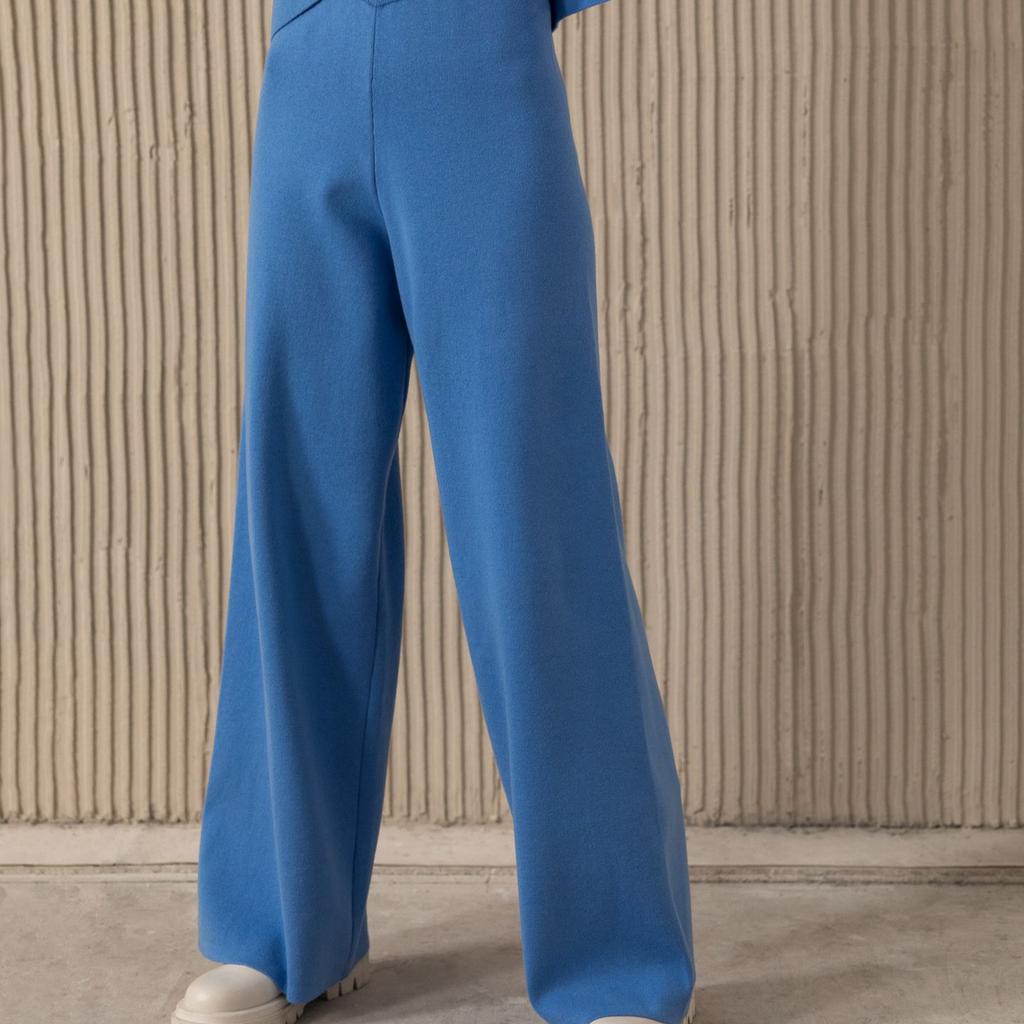 GMXIA Women's Half Turtleneck Sweater Set Irregular Bevelled Sweater + Knitted Wide Leg Pants Two Piece Set