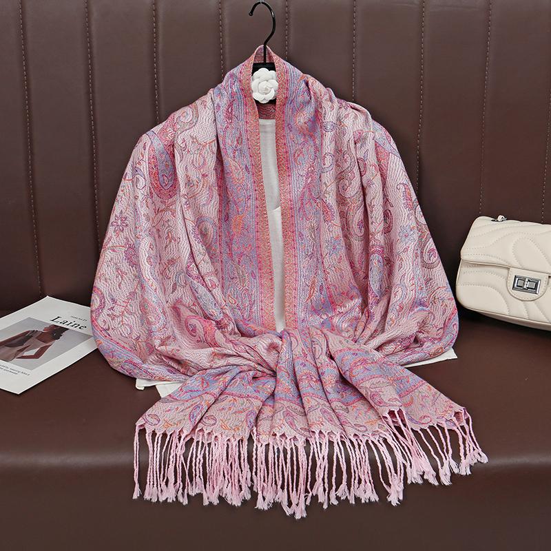 Retro Jacquard Paisley Tassels Hijab Scarf Cotton Viscose Women Muslim Hijab Shawls Big Size Long Wraps Ladies Fashion Headscarf