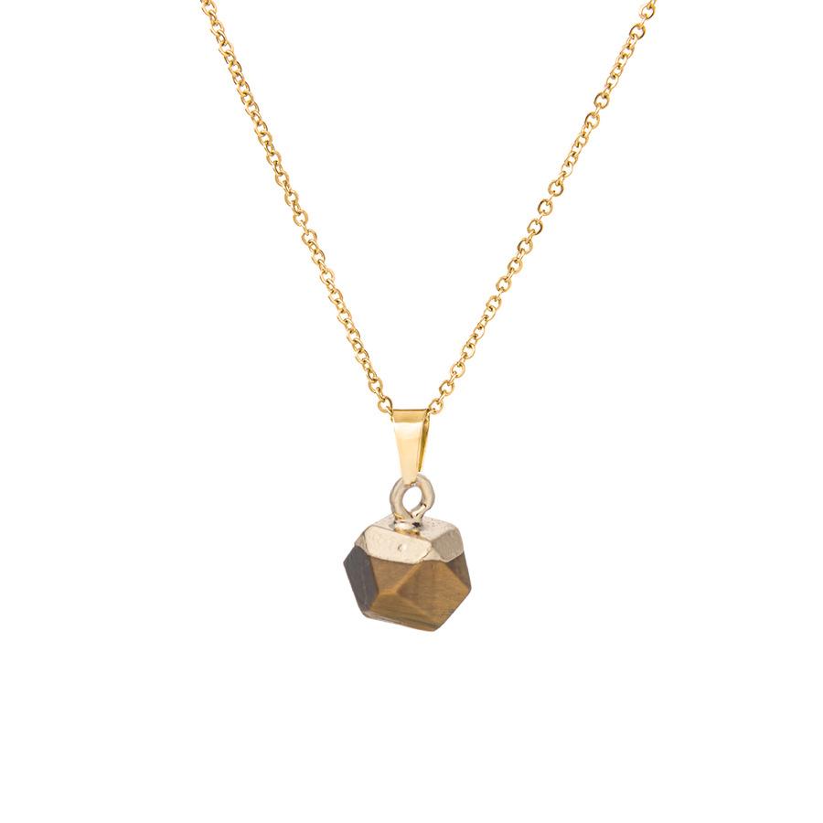 Natural Stone Neckalce Irregular Natural Stone Crystal Pendant Necklace Natural crystal pendant section hexagonal clavicle chain