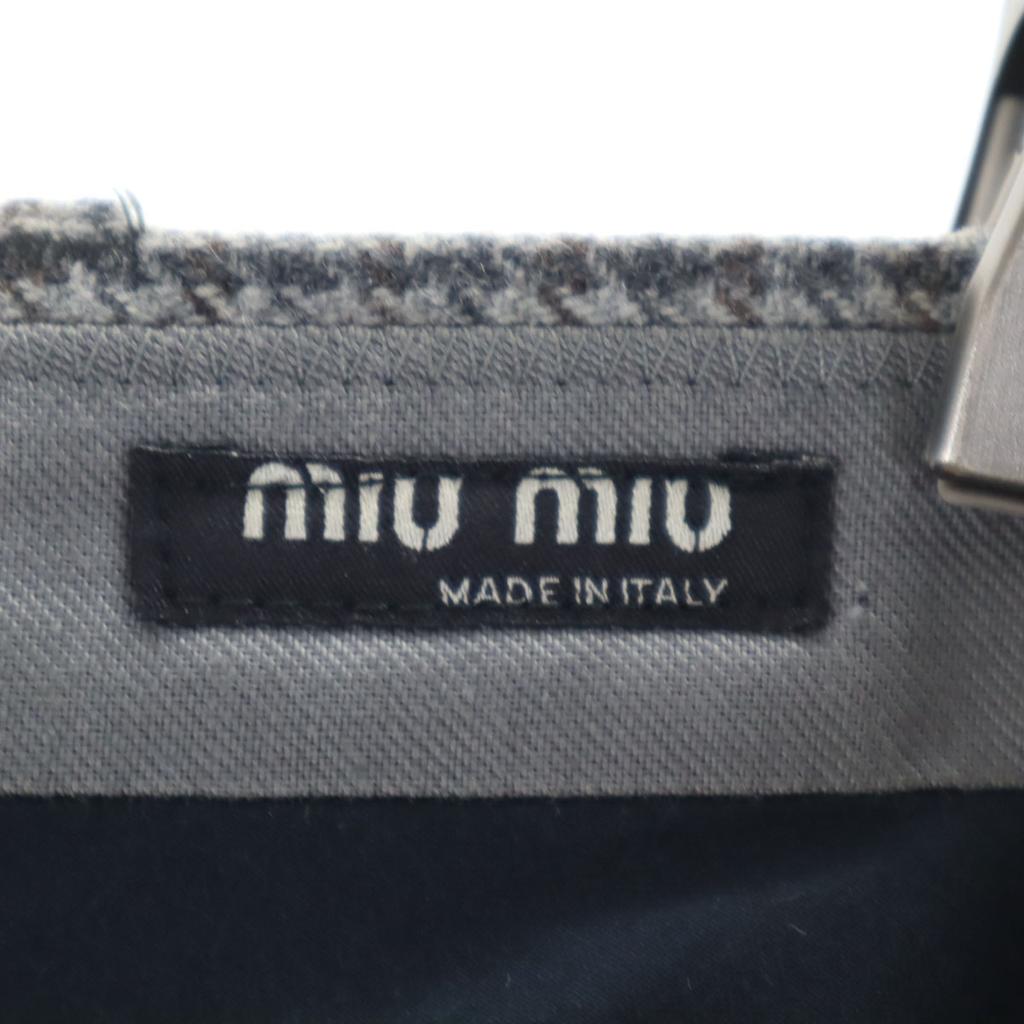 MIUMIU Made In Italy Wool Blend Houndstooth Pattern Slacks Pants Women Used