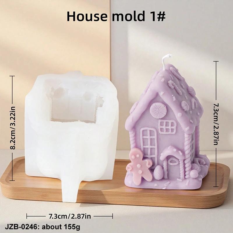 3D Christmas House Candle Silicone Mold Gingerbread House Aroma Soap Gypsum Plaster Crafts Mold Home Decor Christmas Gift