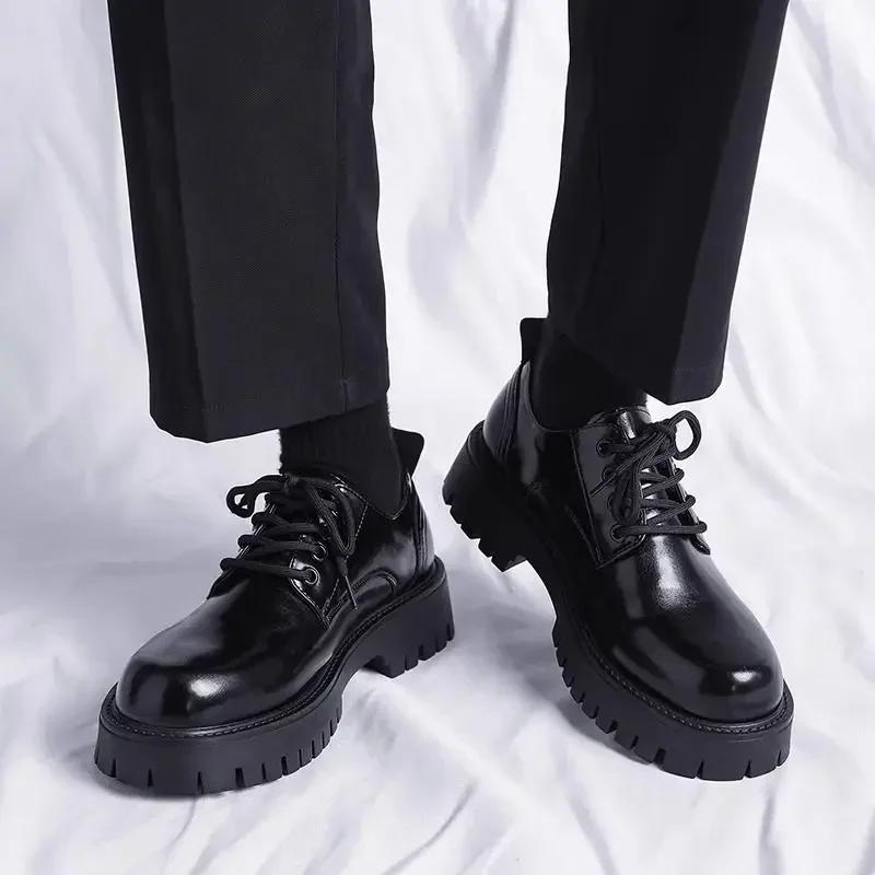 Men's Leather Brogue Shoes Round Toe Lace Up High Quality Fashion Footwear Offer Male Casual Shoe Common Free Delivery Shipping