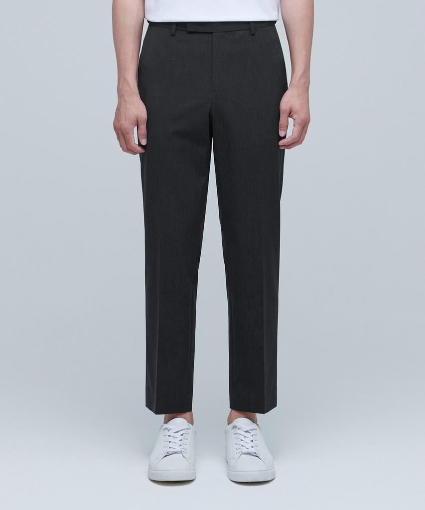 MUSINSA STANDARD Lightweight Relaxed Tapered Hidden Banding Crop Slacks [Charcoal Gray]
