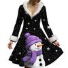Women's Casual V-neck Christmas Print Plush Long-Sleeve Casual Dress
