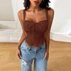 Women Small Fragrance Sexy Slim Fit Lace Trim Solid Color Camisole Top