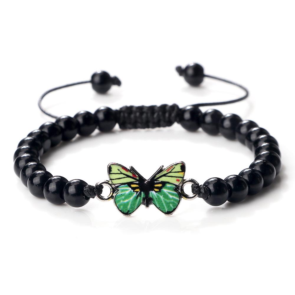 Princess Escape Butterfly Stone Bead Bracelet with Adjustable Woven Hand Rope 6mm