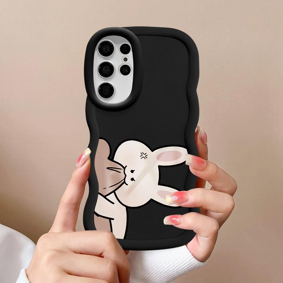 Custodia per Samsung Galaxy S22 Ultra S20 FE S21 S23 Plus A26 A25 S24 S25 con Coniglietti che Mordono Orso, Cover Morbida per Telefono A36 A35 A24 A54