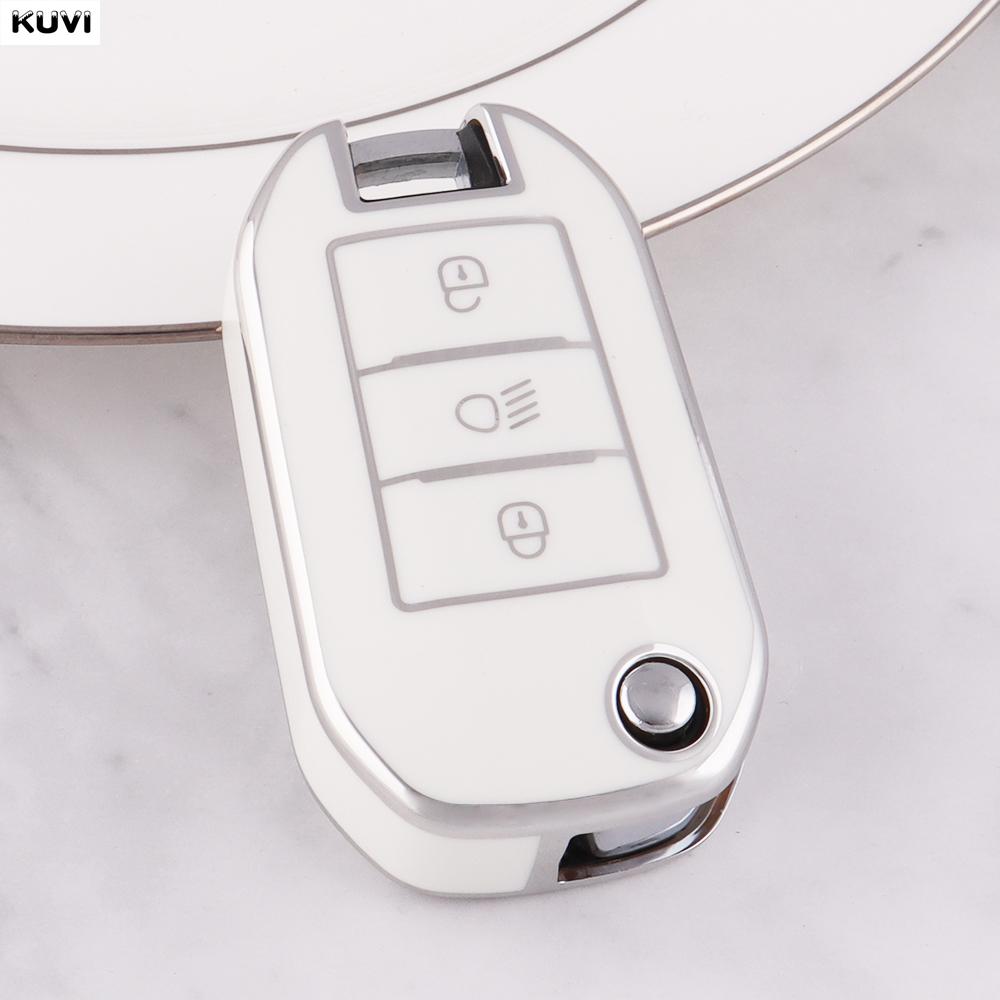 Hot TPU Car Flip Key Case Cover Shell For Peugeot 208 308 408 508 2008 3008 4008 5008 For Citroen C3 C4 CACTUS C6 C8 Accessories