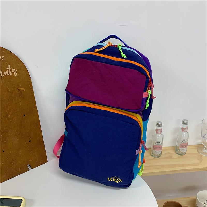 Dual-shoulder Bag, Outdoor Fashion Student Bag, Spliced Dopamine Large-capacity Computer Bag