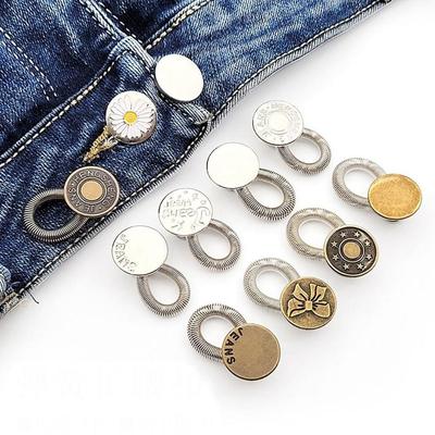5Pcs Jeans Waist Extension Adjustable Button Spring Metal Elastic Buttons Trousers Pants Stretch General Extender Accessories