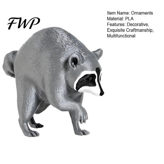 Living Room Ornament 3D Printed Raccoon Figurine, Realistic Animal Statue, Decorative Desktop Office Accessories for Home Bedroom And Table Decoration