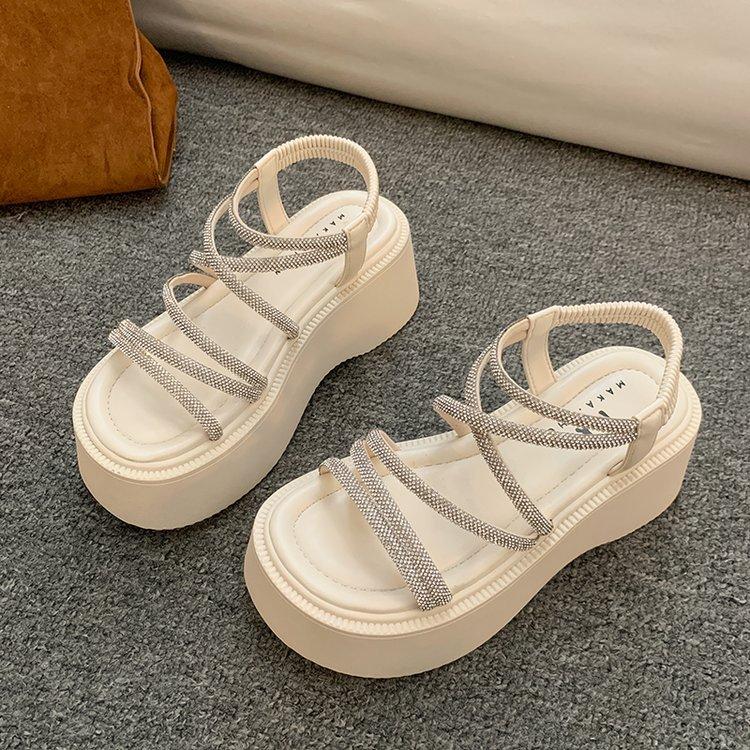 Sandals Women's 2025 New Summer Super Fire Beautiful with Skirts Versatile Not Tired Feet Heightening Thick-soled Roman Shoes