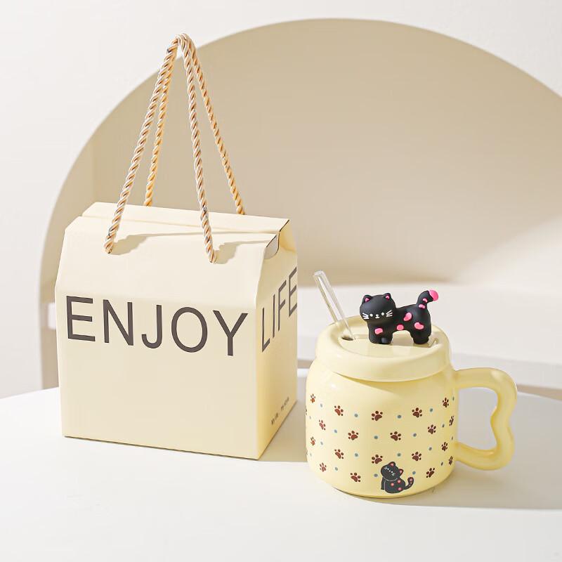 Cute Cat Paw Straw Mug with Lid