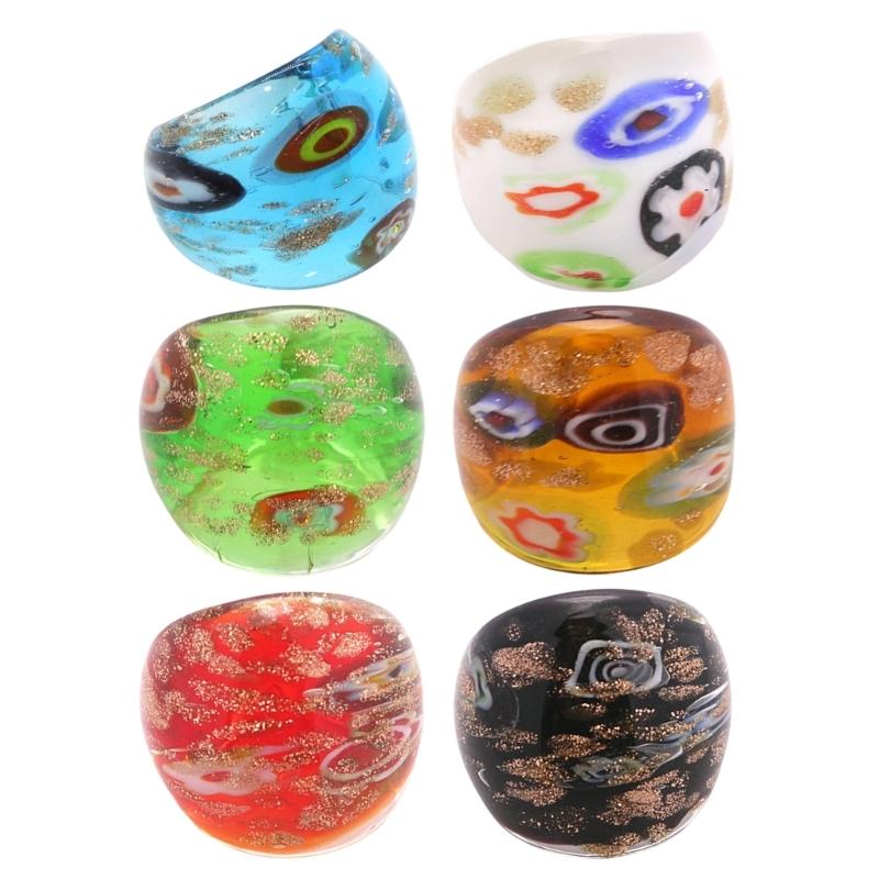 Anello Trendy Fatto a Mano in Murano Elegante Anello da Dito Etnico Moda Donna Gioielli per Festival Accessori Bohemien
