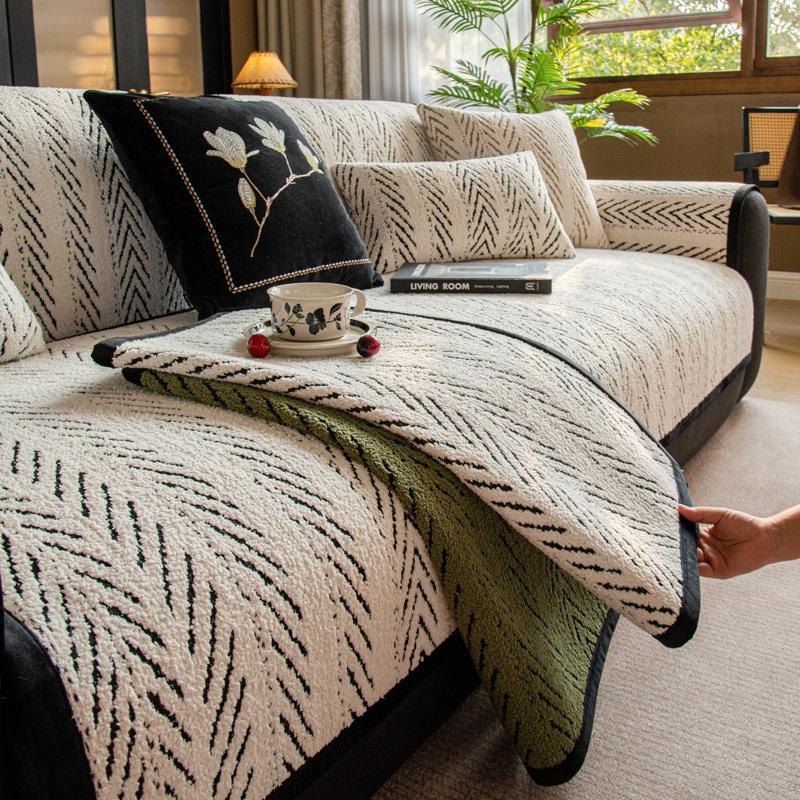 Winter Plush Sofa Cushion Winter  New Seat Cushion Cover Cloth Non-Slip Light Luxury High-End Cross-Border Sofa Cover