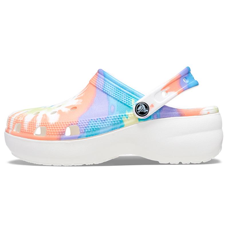 Crocs Classic Clog Lightweight & Comfortable Sneaker Sandals Women's Blue Orange Cloud Tie-Dye Print