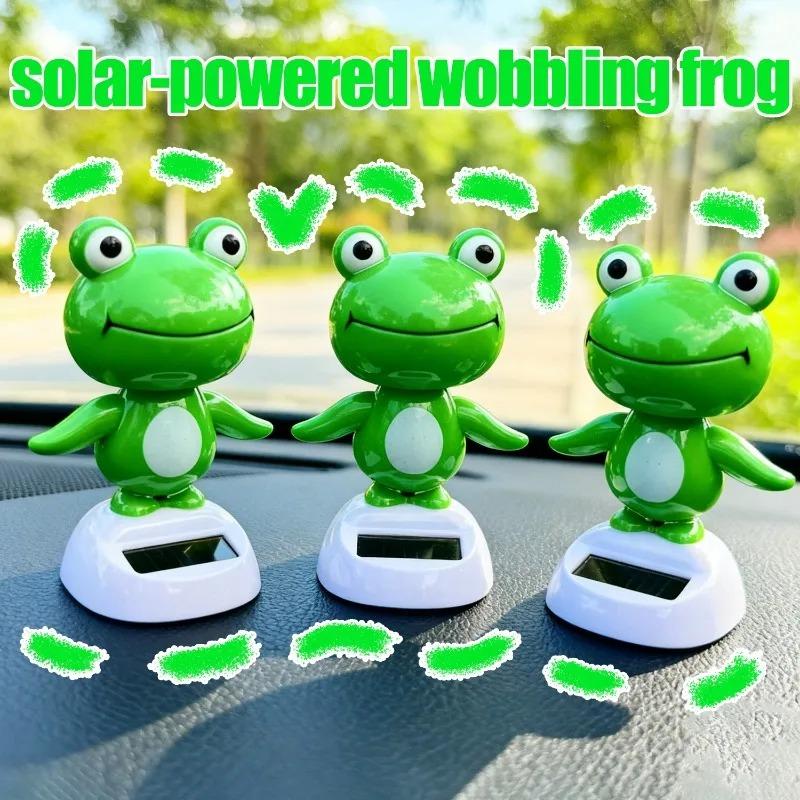 Solar Powered Nodding Frog No Battery Needed Automatic Moving Ornament for Car Dashboard Decor Funny Gift Kids Toy Ornaments