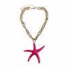 N11181 Fashion Color Resin Starfish Pendant Necklace Seaside Holiday Ocean Series Aluminum Chain Necklace