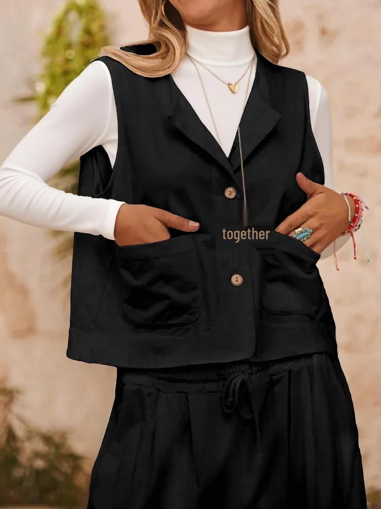 Plus Size Women's Fashion Casual Solid Color Vest Jacket