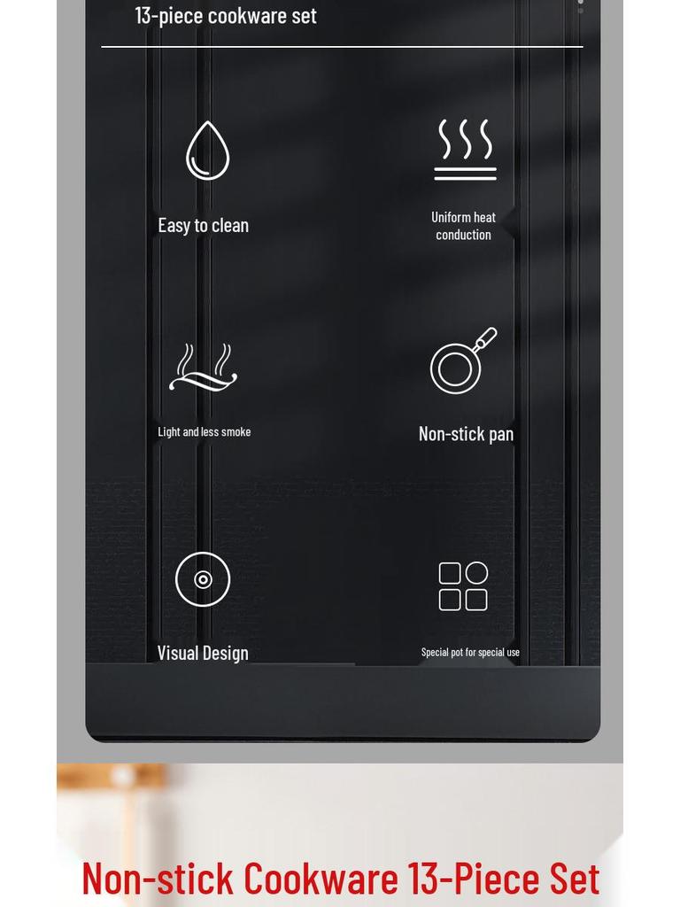 13-Piece Non-Stick Cookware Set: Soup Pot, Stew Pot, Frying Pan - Neutral Color