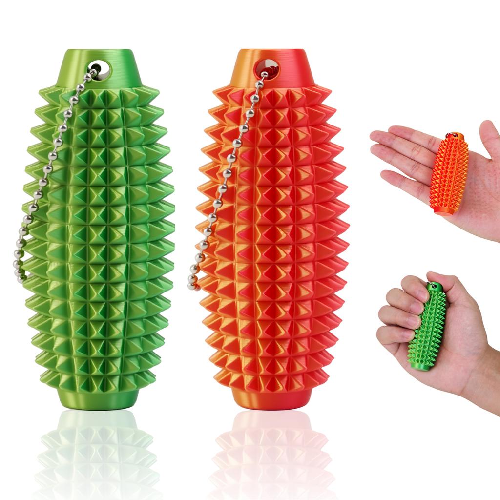 4pcs Mini 3D Printed Hard Spiky Fidget Massage Keychain Pain Stim Toy for Adults Anxiety Relief Stress Sensory Novelty Gifts