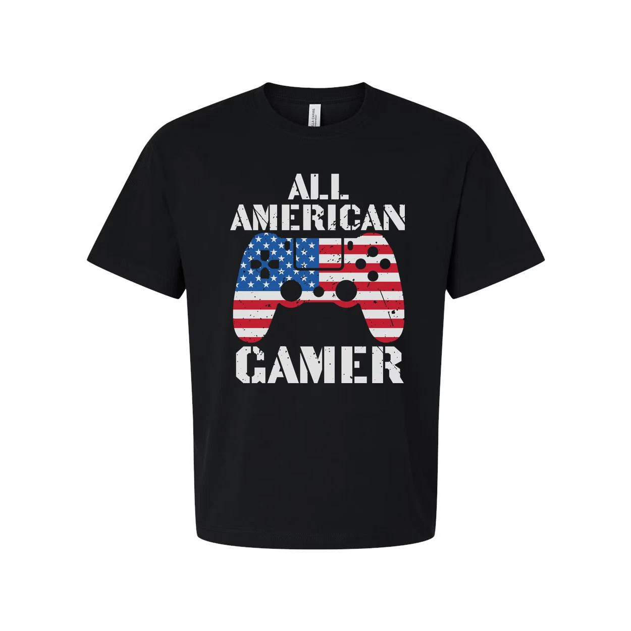 

All American Gamer Graphic Tee Showcasing United States Flag Controller Artwork 3XL
