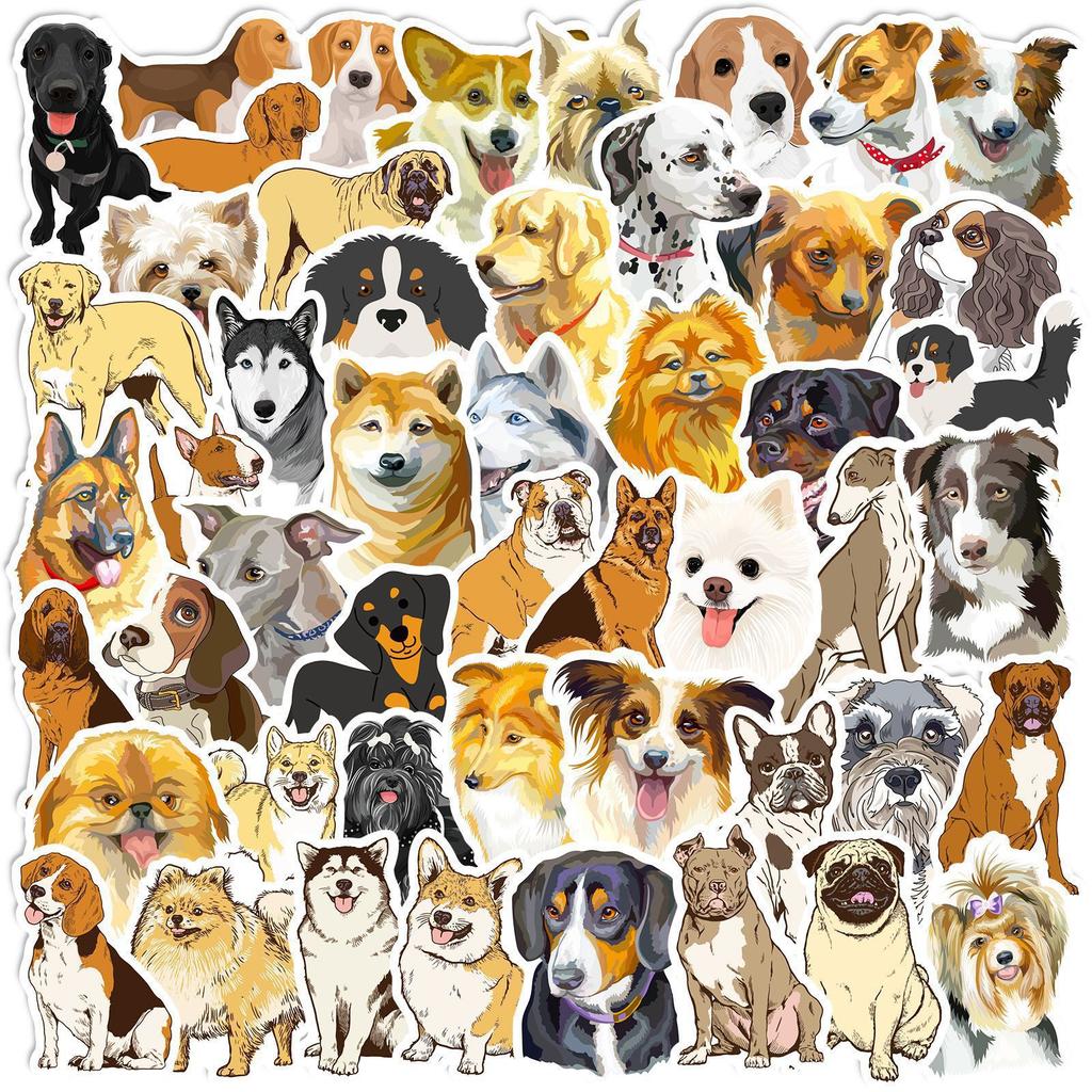 50 Black Dog Pet Series Husky Cartoon Graffiti Stickers Car Suitcase Waterproof Cup