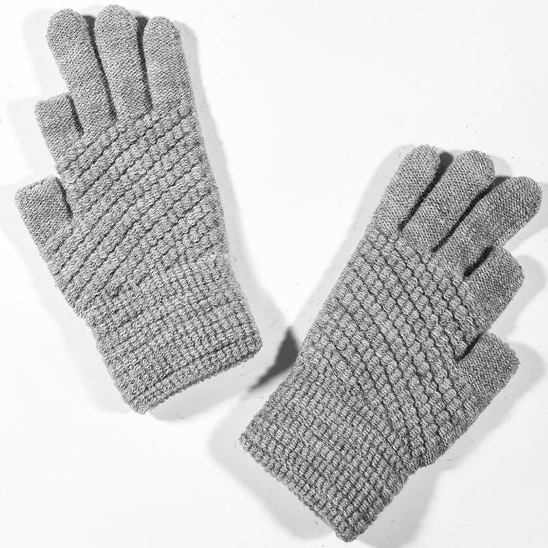New Autumn Winter Warm Dew Finger Gloves Student Writings 2 Half Fingers Knitted Thickened Office Touch Screen Universal 1 Pairs