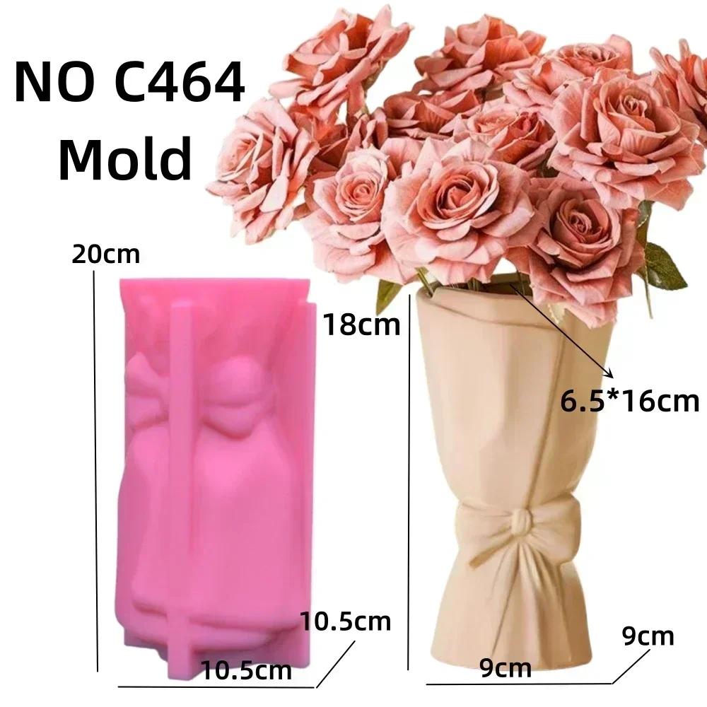 Nordic Striped Donut Cylindrical Vase Epoxy Resin Silicone Mold Circular Ring Donut Vase Concrete Cement Gypsum Silicone Mold
