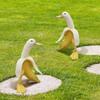 Banana Duck Art Statue Whimsical Peeled Banana Duck Decoration Creative Craft Artwork for Garden Yard Lawn Resin Garden Statues