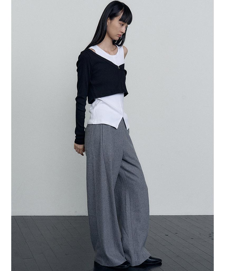MAKE A TOAST Wool Blend Midrise Pants Grey Mbefpa001Gr